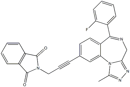 6-(2-Fluorophenyl)-9-[3-[(2,3-dihydro-1,3-dioxo-1H-isoindol)-2-yl]-1-propynyl]-1-methyl-4H-[1,2,4]triazolo[4,3-a][1,4]benzodiazepine Struktur