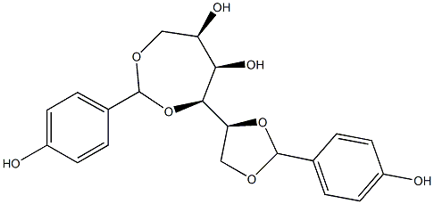 1-O,2-O:3-O,6-O-Bis(4-hydroxybenzylidene)-D-glucitol Struktur