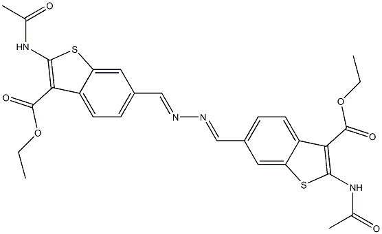 Azinobis[(2-acetylamino-3-ethoxycarbonyl-1-benzothiophen-6-yl)methane] Struktur