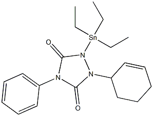 4-Phenyl-1-(triethylstannyl)-2-(2-cyclohexen-1-yl)-1,2,4-triazolidine-3,5-dione Struktur