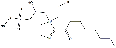 1-(2-Hydroxyethyl)-1-[2-hydroxy-3-(sodiooxysulfonyl)propyl]-2-octanoyl-2-imidazoline-1-ium Struktur