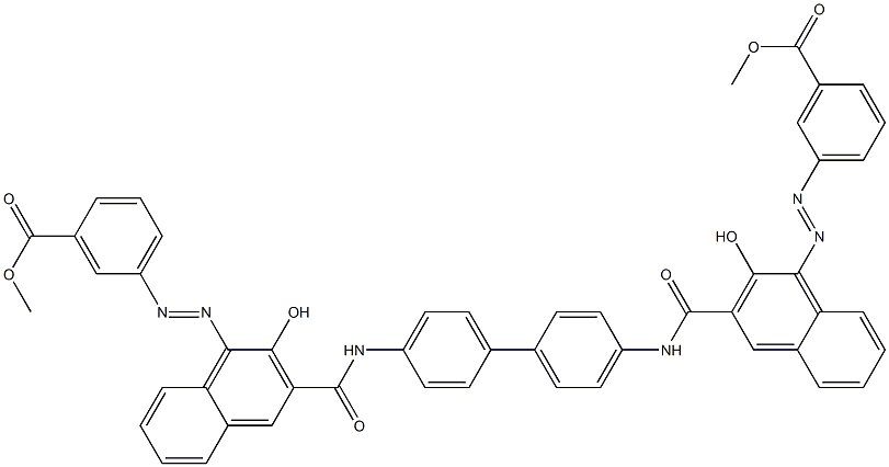 N,N'-(1,1'-Biphenyl-4,4'-diyl)bis[4-[[3-(methoxycarbonyl)phenyl]azo]-3-hydroxy-2-naphthalenecarboxamide] Struktur