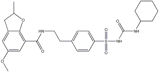 N-[[4-[2-[[[(5-Methoxy-2-methyl-2,3-dihydrobenzofuran)-7-yl]carbonyl]amino]ethyl]phenyl]sulfonyl]-N'-cyclohexylurea Struktur