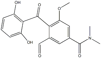 N,N-Dimethyl-3-formyl-5-methoxy-4-(2,6-dihydroxybenzoyl)benzamide Struktur