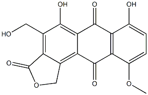 4-(Hydroxymethyl)-5,7-dihydroxy-10-methoxyanthra[1,2-c]furan-3,6,11(1H)-trione Struktur