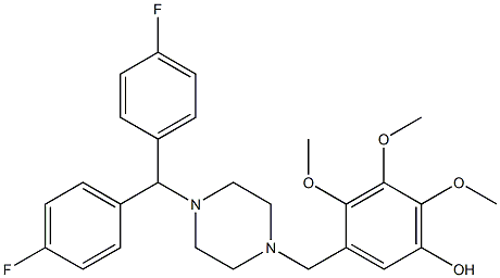 1-[Bis(4-fluorophenyl)methyl]-4-(5-hydroxy-2,3,4-trimethoxybenzyl)piperazine Struktur