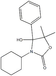 3-Cyclohexyl-5,5-dimethyl-4-hydroxy-4-phenyloxazolidin-2-one Struktur