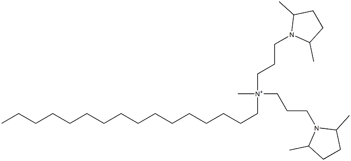 Bis[3-(2,5-dimethyl-1-pyrrolidinyl)propyl]hexadecylmethylaminium Struktur