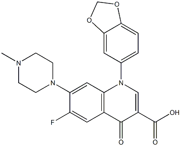 6-Fluoro-1-(1,3-benzodioxol-5-yl)-1,4-dihydro-7-(4-methyl-1-piperazinyl)-4-oxoquinoline-3-carboxylic acid Struktur