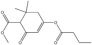 4-Butyryloxy-2,2-dimethyl-6-oxo-4-cyclohexene-1-carboxylic acid methyl ester Struktur