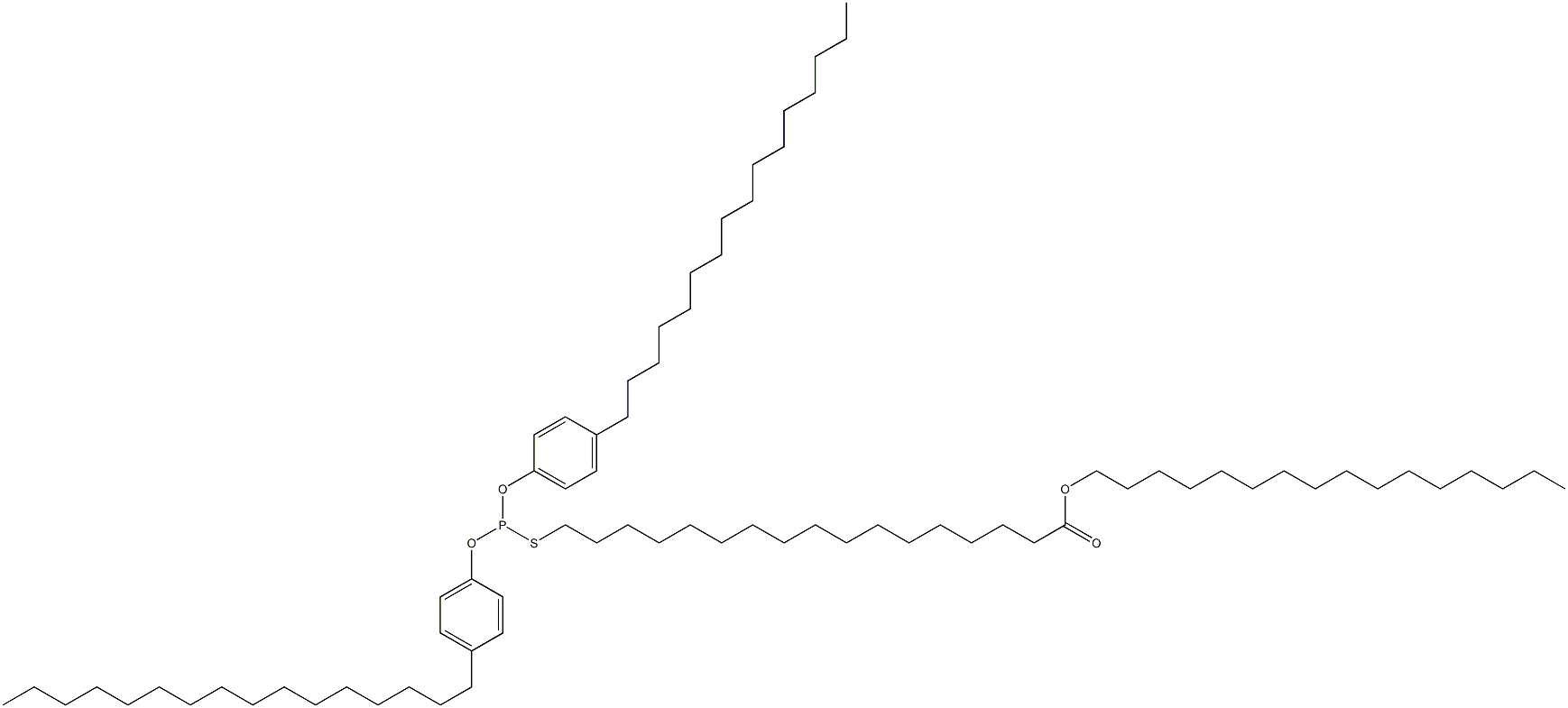 Thiophosphorous acid O,O-bis(4-hexadecylphenyl)S-(17-hexadecyloxy-17-oxoheptadecyl) ester Struktur