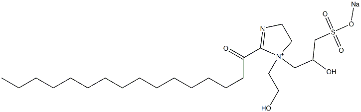 1-(2-Hydroxyethyl)-1-[2-hydroxy-3-(sodiooxysulfonyl)propyl]-2-palmitoyl-2-imidazoline-1-ium Struktur