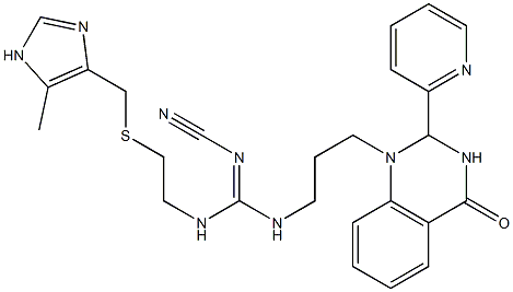 1-[3-[2-Cyano-3-[2-[(5-methyl-1H-imidazol-4-yl)methylthio]ethyl]guanidino]propyl]-2-(2-pyridinyl)-1,2-dihydroquinazolin-4(3H)-one Struktur