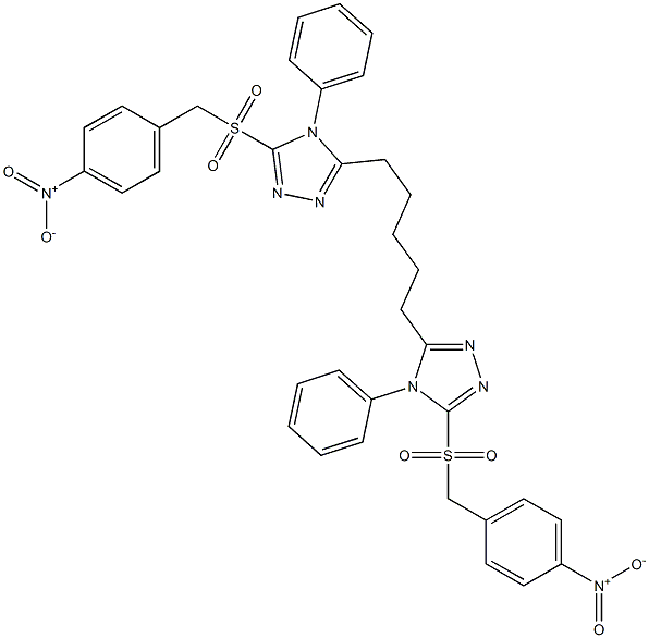 5,5'-(1,5-Pentanediyl)bis[4-(phenyl)-3-(4-nitrobenzylsulfonyl)-4H-1,2,4-triazole] Struktur