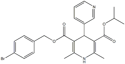 1,4-Dihydro-2,6-dimethyl-4-(3-pyridinyl)pyridine-3,5-dicarboxylic acid 3-(4-bromobenzyl)5-isopropyl ester Struktur