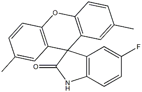 5-Fluoro-2',7'-dimethylspiro[3H-indole-3,9'-[9H]xanthen]-2(1H)-one Struktur