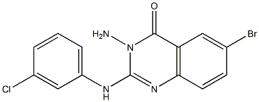 3-Amino-6-bromo-2-[(3-chlorophenyl)amino]quinazolin-4(3H)-one Struktur