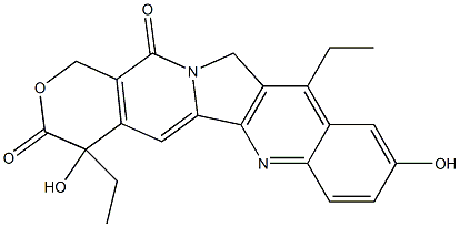 4,12-Dihydro-4,11-diethyl-4,9-dihydroxy-1H-pyrano[3',4':6,7]indolizino[1,2-b]quinoline-3,14-dione Struktur