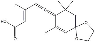 (2E)-5-(7,9,9-Trimethyl-1,4-dioxaspiro[4.5]dec-6-en-8-ylidene)-3-methyl-2,4-pentadienoic acid Struktur