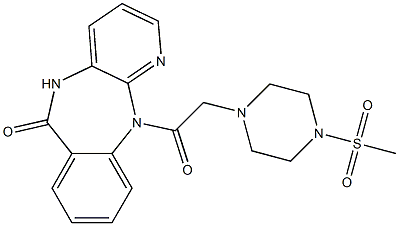 5,11-Dihydro-11-[[4-methylsulfonyl-1-piperazinyl]acetyl]-6H-pyrido[2,3-b][1,4]benzodiazepin-6-one Struktur