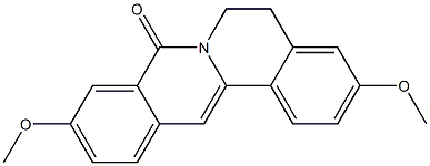 5,6-Dihydro-3,10-dimethoxy-8H-dibenzo[a,g]quinolizin-8-one Struktur