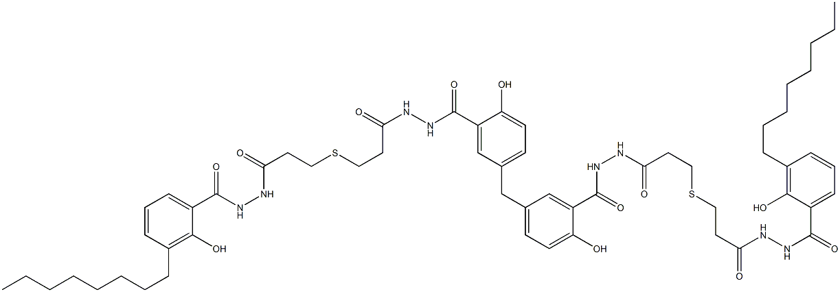 5,5'-Methylenebis[N'-[3-[[2-[[N'-(3-octylsalicyloyl)hydrazino]carbonyl]ethyl]thio]propionyl]salicylic hydrazide] Struktur