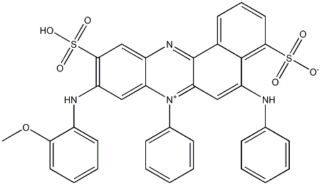 9-[(2-Methoxyphenyl)amino]-7-phenyl-5-(phenylamino)-4-sulfonato-10-sulfobenzo[a]phenazin-7-ium Struktur