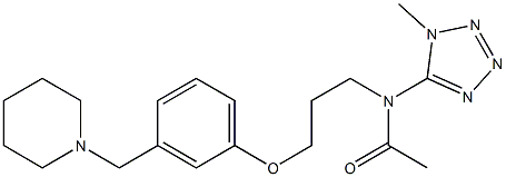 N-[3-[3-(Piperidinomethyl)phenoxy]propyl]-N-acetyl-1-methyl-1H-tetrazol-5-amine Struktur