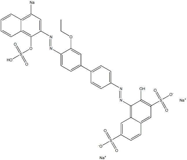 3-Hydroxy-4-[[3'-ethoxy-4'-[(1-hydroxy-4-sodiosulfo-2-naphthalenyl)azo]-1,1'-biphenyl-4-yl]azo]naphthalene-2,6-disulfonic acid disodium salt Struktur