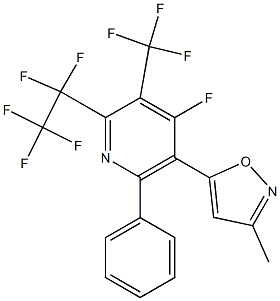 2-(Pentafluoroethyl)-3-(trifluoromethyl)-4-fluoro-5-(3-methylisoxazol-5-yl)-6-phenylpyridine Struktur