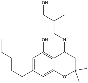 3,4-Dihydro-2,2-dimethyl-4-[3-hydroxy-2-methylpropylimino]-7-pentyl-2H-1-benzopyran-5-ol Struktur