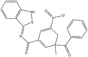 5-Nitro-1-benzoyl-3(1H)-benzoylimino-2,1-benzisothiazole Struktur