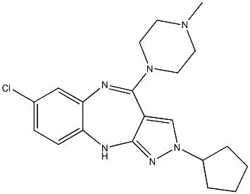 2-Cyclopentyl-4-(4-methylpiperazin-1-yl)-7-chloro-2,10-dihydropyrazolo[3,4-b][1,5]benzodiazepine Struktur