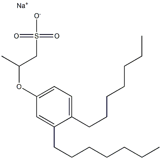 2-(3,4-Diheptylphenoxy)propane-1-sulfonic acid sodium salt Struktur