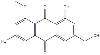 1-Hydroxy-3-(hydroxymethyl)-6-hydroxy-8-methoxy-9,10-anthraquinone Struktur