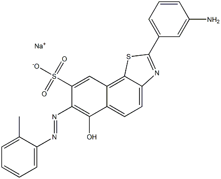 2-(3-Aminophenyl)-6-hydroxy-7-[(2-methylphenyl)azo]naphtho[2,1-d]thiazole-8-sulfonic acid sodium salt Struktur