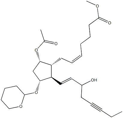 (5Z,8R,9S,11R,13E)-9-Acetyloxy-11-[(tetrahydro-2H-pyran)-2-yl]oxy-15-hydroxyprosta-5,13-dien-17-yn-1-oic acid methyl ester Struktur