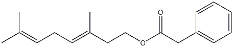 Phenylacetic acid 3,7-dimethyl-3,6-octadienyl ester Struktur