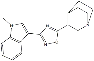 3-[5-(1-Azabicyclo[2.2.2]octan-3-yl)-1,2,4-oxadiazol-3-yl]-1-methyl-1H-indole Struktur