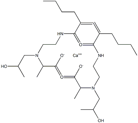 Bis[2-[N-(2-hydroxypropyl)-N-[2-(3-octenoylamino)ethyl]amino]propionic acid]calcium salt Struktur