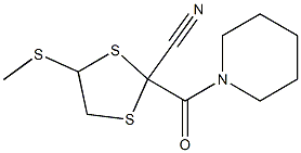 5-Methylthio-2-piperidinocarbonyl-1,3-dithiolane-2-carbonitrile Struktur