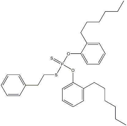 Dithiophosphoric acid O,O-bis(2-hexylphenyl)S-(2-phenylethyl) ester Struktur