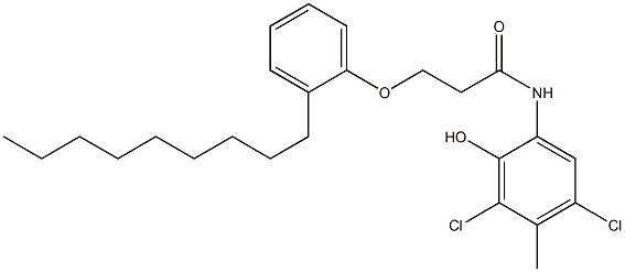 2-[3-(2-Nonylphenoxy)propanoylamino]-4,6-dichloro-5-methylphenol Struktur