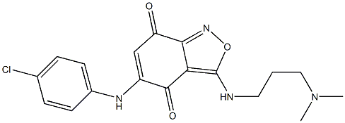 3-(3-Dimethylaminopropylamino)-5-(4-chlorophenylamino)-2,1-benzisoxazole-4,7-dione Struktur