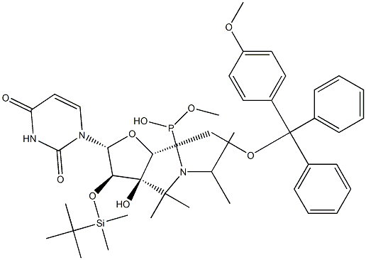 5'-O-[(4-Methoxyphenyl)diphenylmethyl]-2'-O-(tert-butyldimethylsilyl)uridine-3'-(diisopropylaminophosphonous acid methyl) ester Struktur