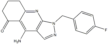 1-(4-Fluorobenzyl)-4-amino-1,6,7,8-tetrahydro-5H-pyrazolo[3,4-b]quinolin-5-one Struktur