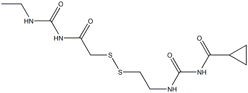 1-(Cyclopropylcarbonyl)-3-[2-[[(3-ethylureido)carbonylmethyl]dithio]ethyl]urea Struktur