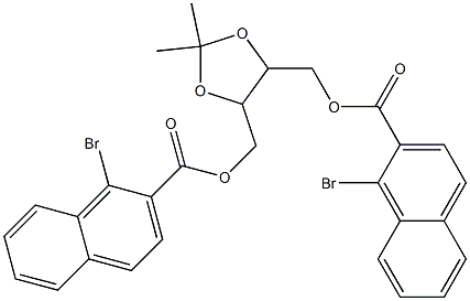 Bis(1-bromo-2-naphthalenecarboxylic acid)[(4S,5S)-2,2-dimethyl-1,3-dioxolane-4,5-diyl]bismethylene ester Struktur