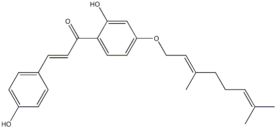 (E)-2',4-Dihydroxy-4'-[[(2E)-3,7-dimethyl-2,6-octadienyl]oxy]chalcone Struktur