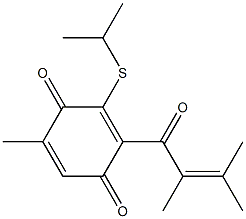 6-Methyl-2-[(1-methylethyl)thio]-3-(2,3-dimethyl-2-butenoyl)-2,5-cyclohexadiene-1,4-dione Struktur